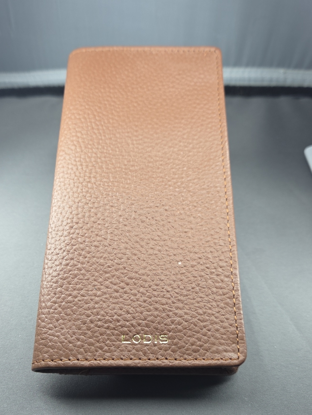 Lodis Brown Pebbled Leather Card & Checkbook Holder